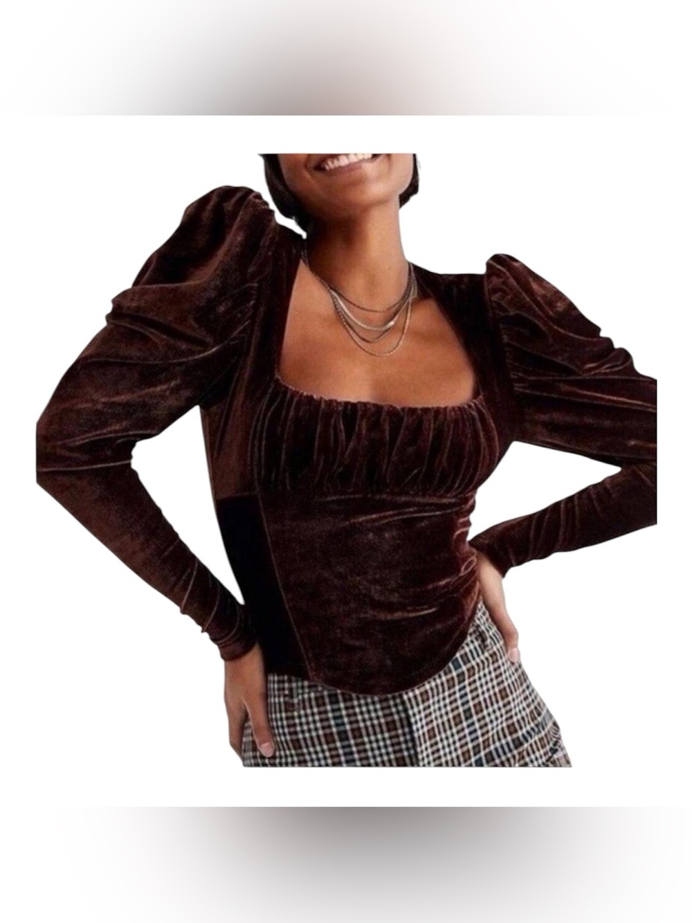 Free People Hold Me Up Cropped Velvet Corset-Like Top Size Medium